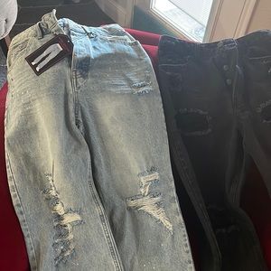 Two pair of jeans, black and blue size 7